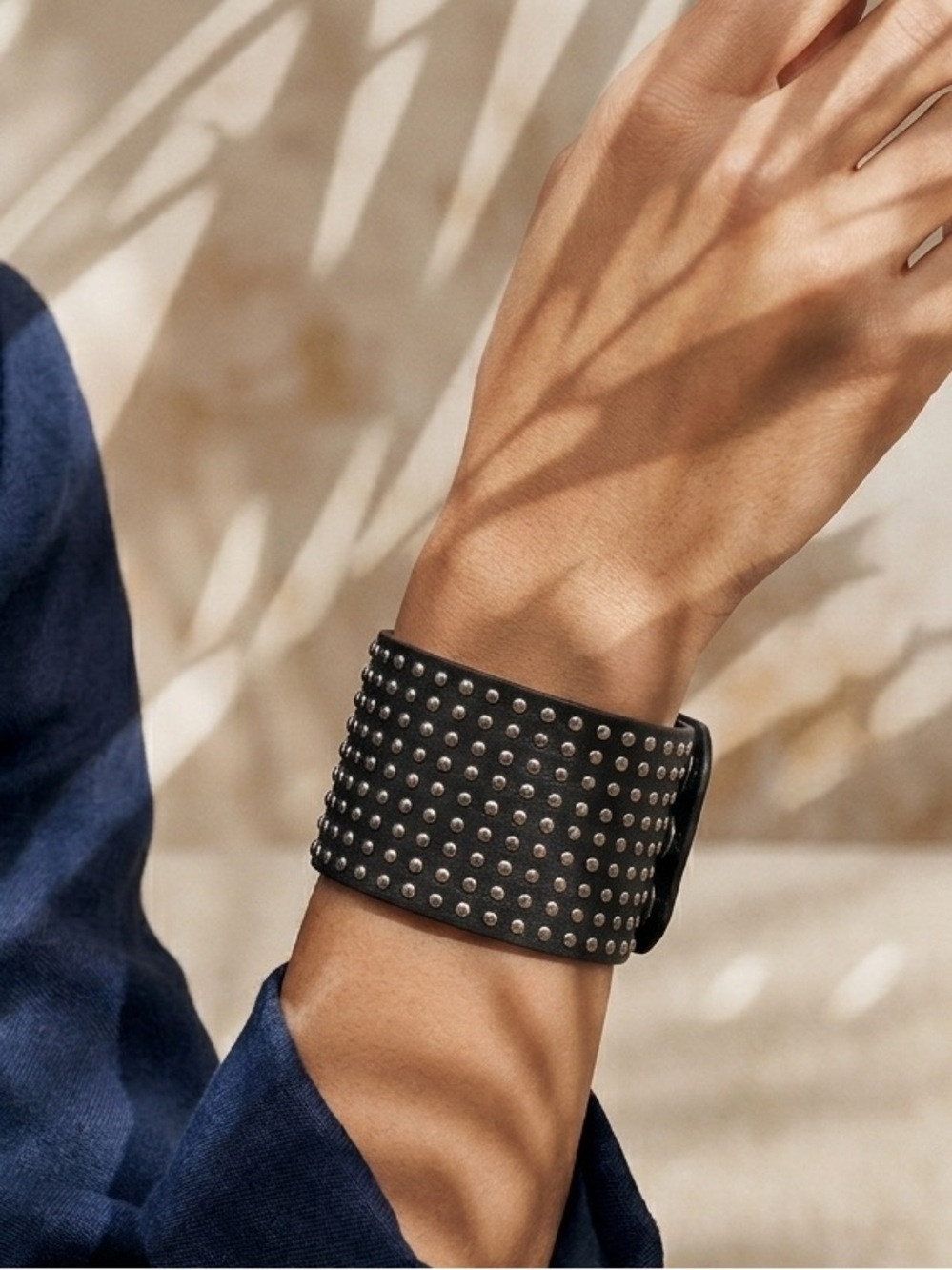 ⚡️ Vintage Y2K Edgy Studded Black Cuff Bracelet ⚡️